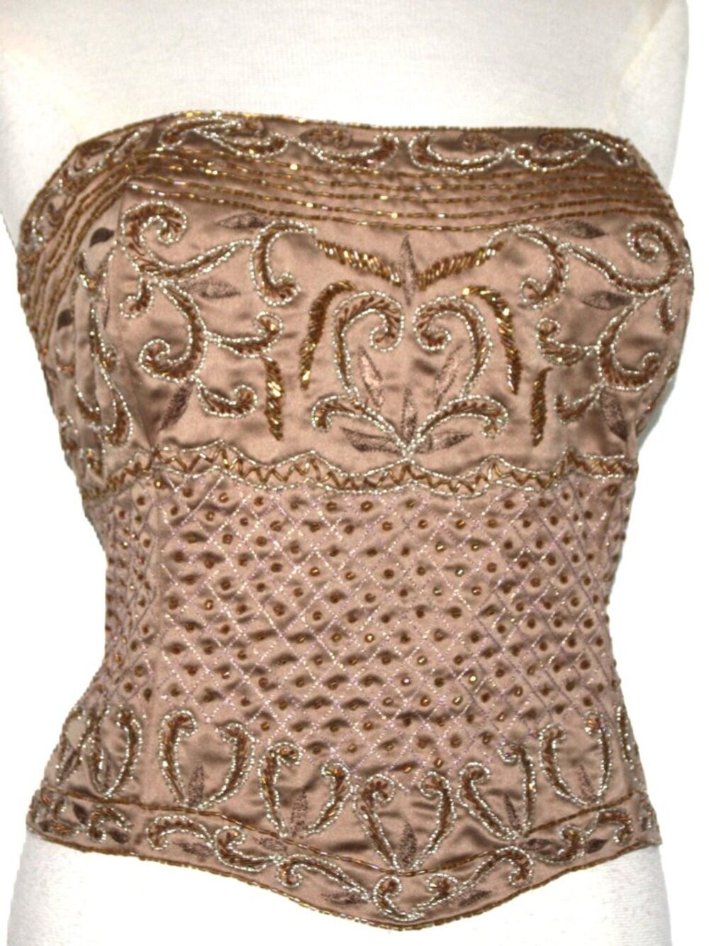 JASDEE Vintage Bustier Corset Hand Work Beaded Embroidery On Satin Style F3141